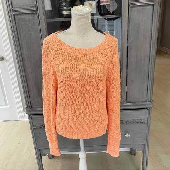 EUC Free People M Orange Knit Sweater - Picture 1 of 4